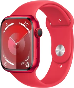 Fitness Tracker, Blood Oxygen & ECG Apps, Always-On Retina Display Apple Watch Series 9 [GPS   Cellular originality 45mm] Smartwatch with (Product) RED Aluminum Case with (Product) RED Sport Band S/M. 
