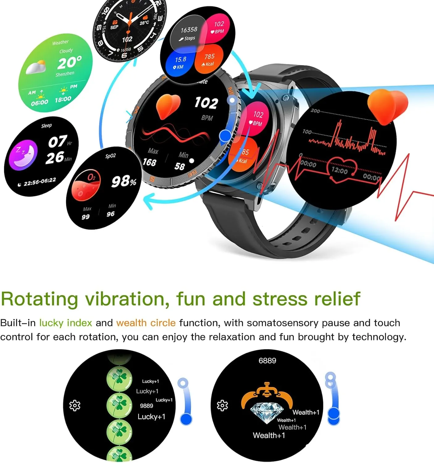 Fitness Tracker iOS Android armory jar Compatible Smart Watches for Men with Rotating Bezel, Bluetooth Call Military Smartwatch Waterproof Tactical 