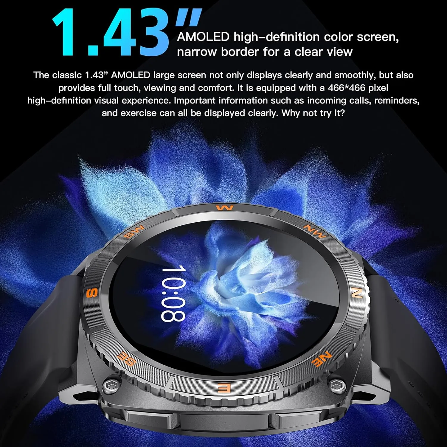 Fitness Tracker iOS Android armory jar Compatible Smart Watches for Men with Rotating Bezel, Bluetooth Call Military Smartwatch Waterproof Tactical 