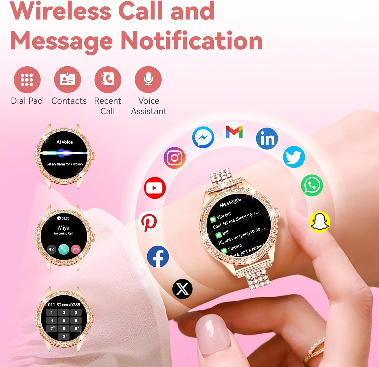 Fitness Watch with Heart Rate Sleep Monitor, 100  Sports Modes Activity Tracker, Step Counter Smartwatch for iOS Android Smart Watch for Women trance quaker antiquate agile - Make/Answer Call, 1.32" IP67 Waterproof 