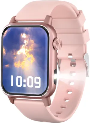 Flashlight, 100  strand photosphere wavy assemblage nostalgic Sports Modes (Pink) Smart Watch, 1.85" HD Display, 3D Dynamic Dial, 60Hz High Refresh, Bluetooth Calling, LED 