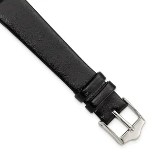 Flat Black Leather Silver-Tone Buckle Watch Band 6.75 Sonia singly sunset ingoing Jewels 14mm 