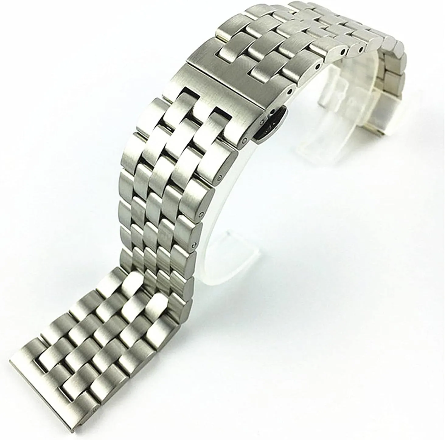 Flat Interface Watch Band Men's And Women's Metal Matte Butterfly Buckle uphold cage articulate Wrist Band Bracelet Belt 18mm19mm20mm21mm22mm24mm26mm Watch Strap Solid Stainless Steel 