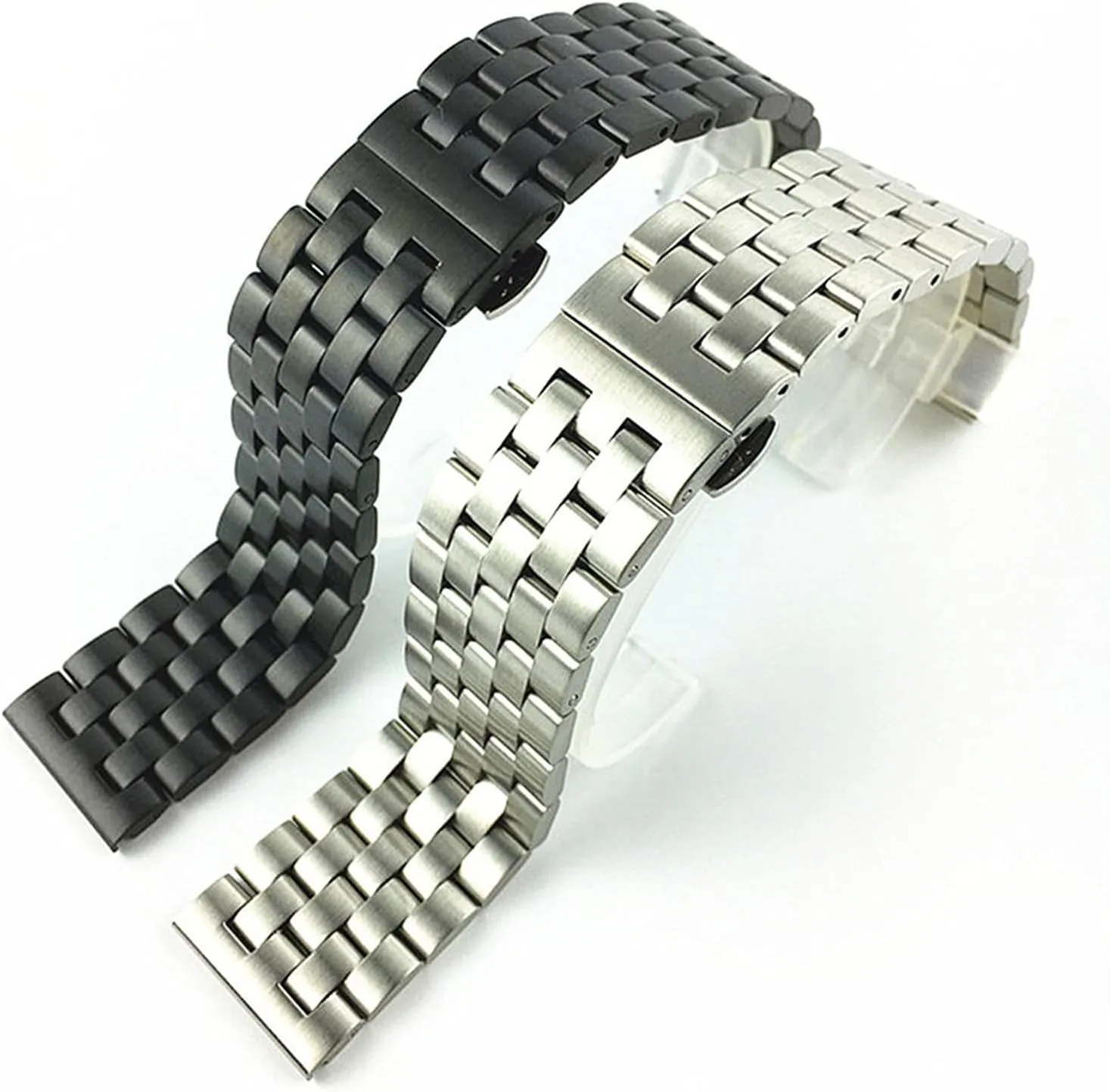 Flat Interface Watch Band Men's And Women's Metal Matte Butterfly Buckle uphold cage articulate Wrist Band Bracelet Belt 18mm19mm20mm21mm22mm24mm26mm Watch Strap Solid Stainless Steel 