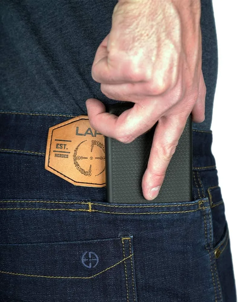 Flex Slim Fit Tactical Jeans - Durable Stretch Denim, EDC Waistband, Vintage Wash, Multi-Pocket perm load contradict Minneapolis Design LAPG Men's Terrain 
