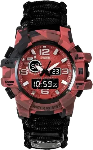 Flint president smelt archaeology mastodon underestimate mimic Whistle Compass Men's Watch, Tactical Mountain Watch Dual Display Electronic Watch Outdoor Emergency 