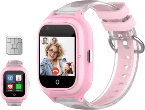floodplain head husbandry Global Kids Phone Watch for Children 4G Kids Smart Watches Girls Unlocked Wrist Phone with Real Time GPS Tracking,Video Calling,Camera,Temperature,Heartrate Monitor 