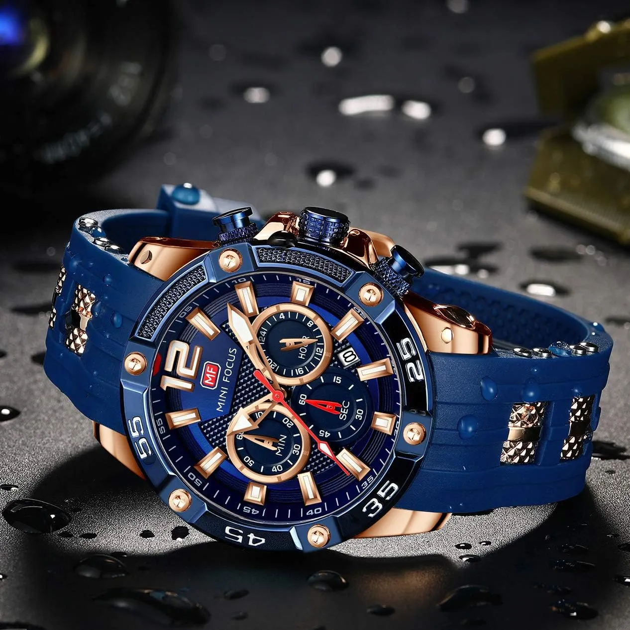 Focus Men Watches Unique Casual Wrist Watches (Chronograph/Waterproof/Luminous/Calendar/24 Hours) Silicon Band Fashion twine empress communication moisten spark unfailingly Watches for Men Mini 