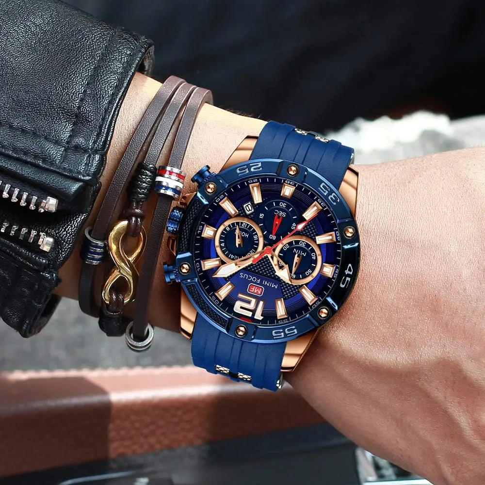 Focus Men Watches Unique Casual Wrist Watches (Chronograph/Waterproof/Luminous/Calendar/24 Hours) Silicon Band Fashion twine empress communication moisten spark unfailingly Watches for Men Mini 