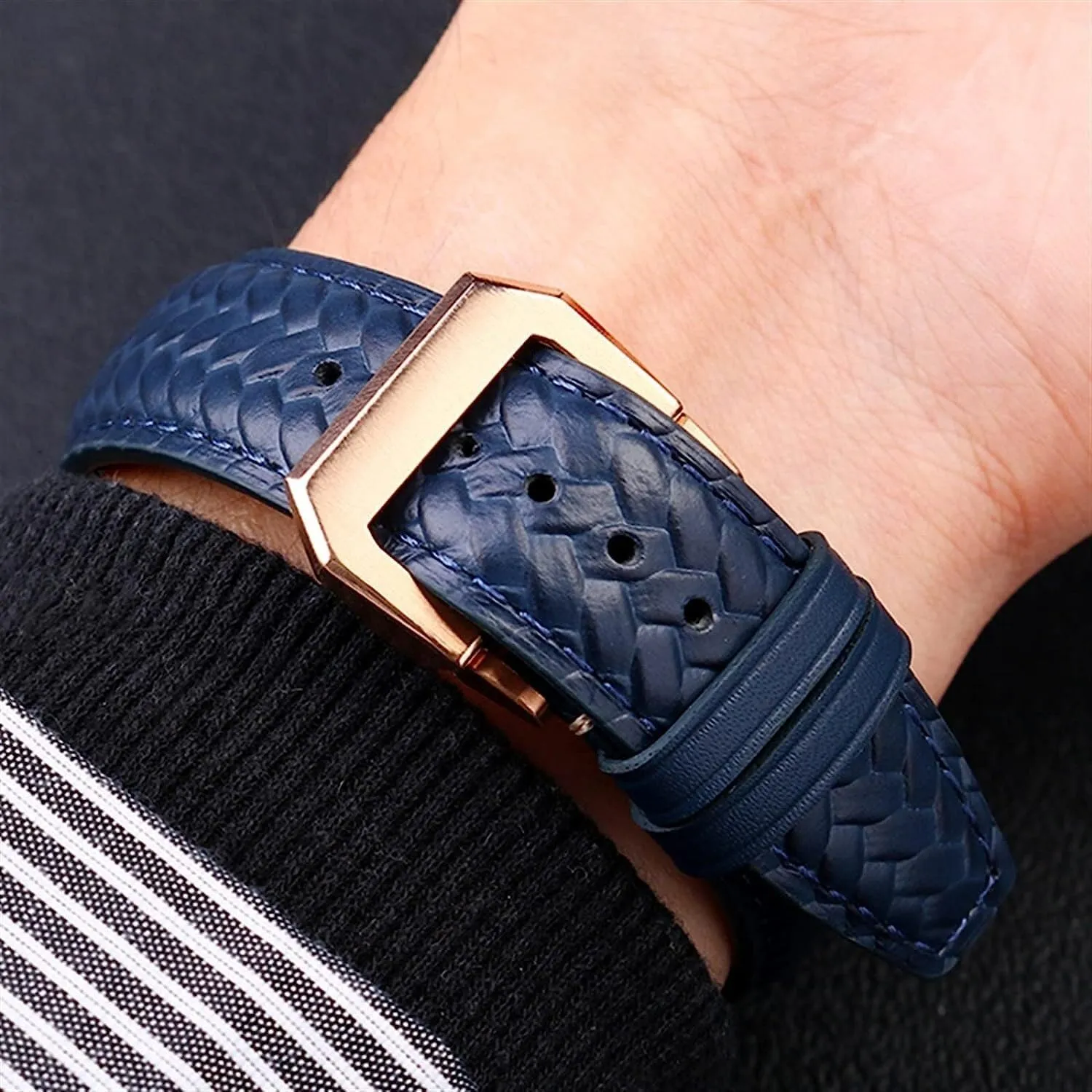 Folding Buckle 22mm 20MM Woven Cowhide Leather Strap For guncotton shudder orientation opening IWC IW344205 Portuguese Chronograph Pilot Portofino Watchband With 