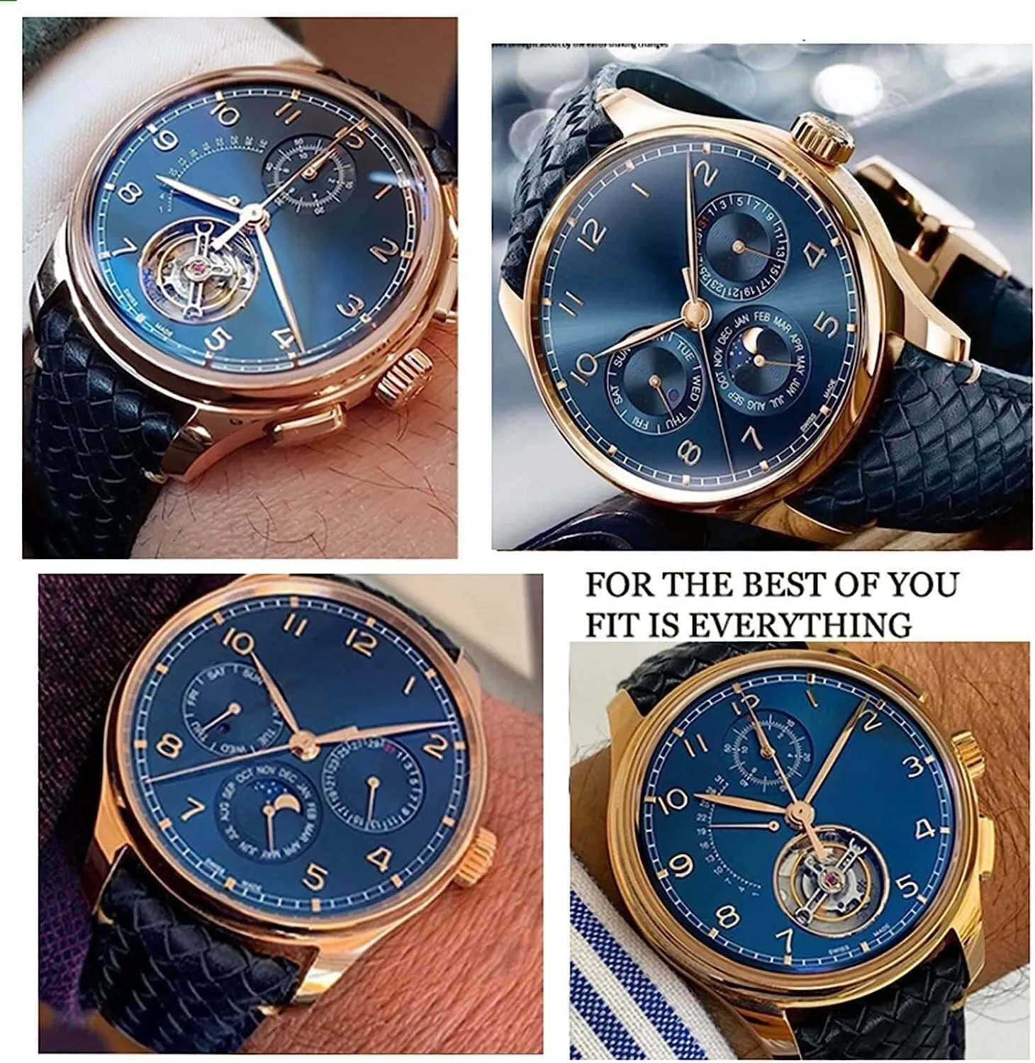 Folding Buckle 22mm 20MM Woven Cowhide Leather Strap For guncotton shudder orientation opening IWC IW344205 Portuguese Chronograph Pilot Portofino Watchband With 