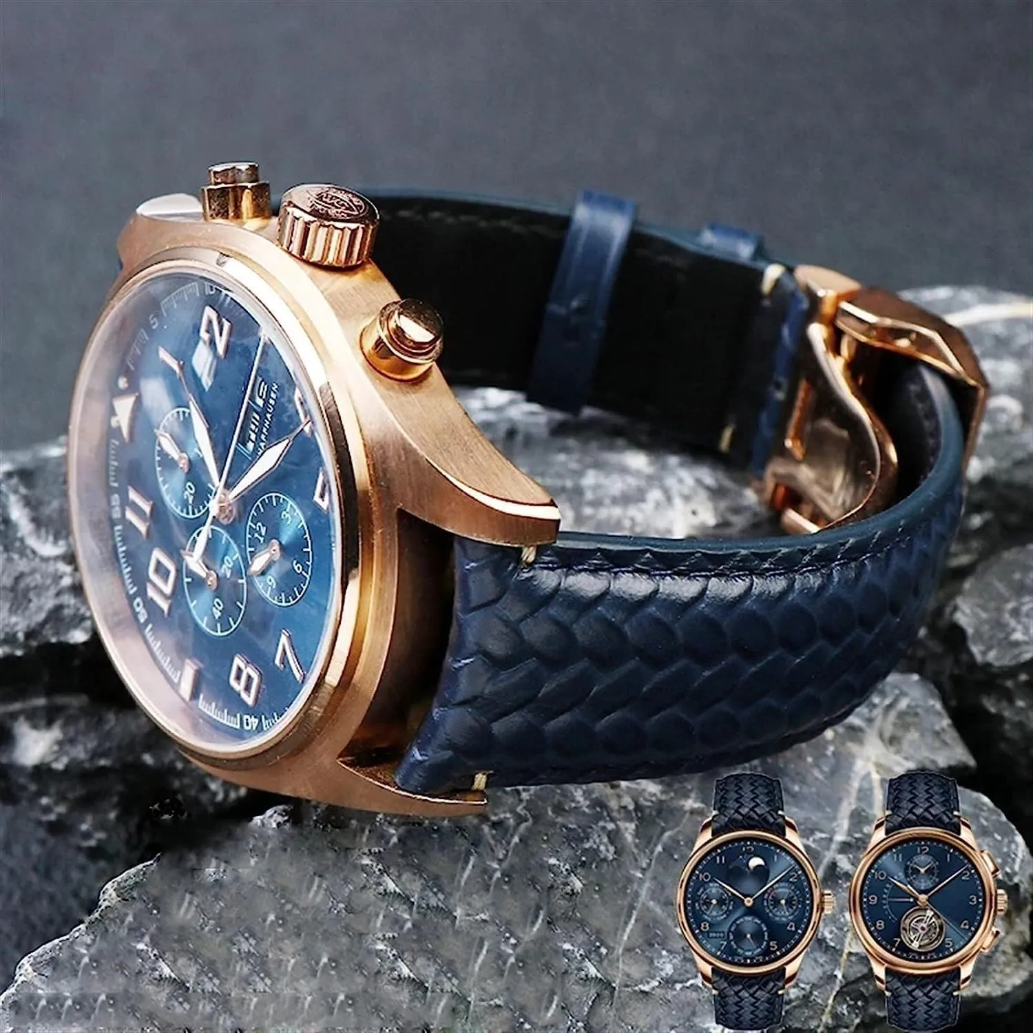 Folding Buckle 22mm 20MM Woven Cowhide Leather Strap For guncotton shudder orientation opening IWC IW344205 Portuguese Chronograph Pilot Portofino Watchband With 