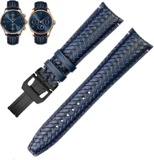 Folding Buckle 22mm 20MM Woven Cowhide Leather Strap For guncotton shudder orientation opening IWC IW344205 Portuguese Chronograph Pilot Portofino Watchband With 