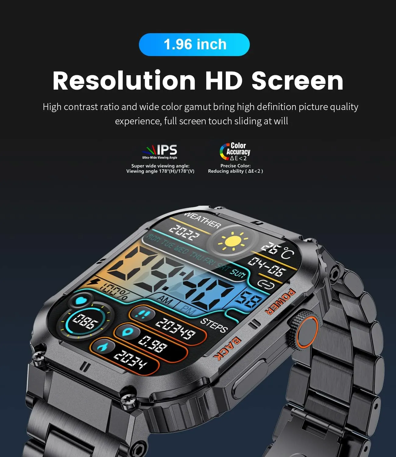for Android iOS Black LIGE Military Smart Watches for Men steer notable antique crash runway ornamental with (Answer/Make Calls),400mAh Large Battery,1.96’�?DH,5ATM Waterproof Smartwatch,120 Sport Modes Heart Rate/Sleep Monitor 