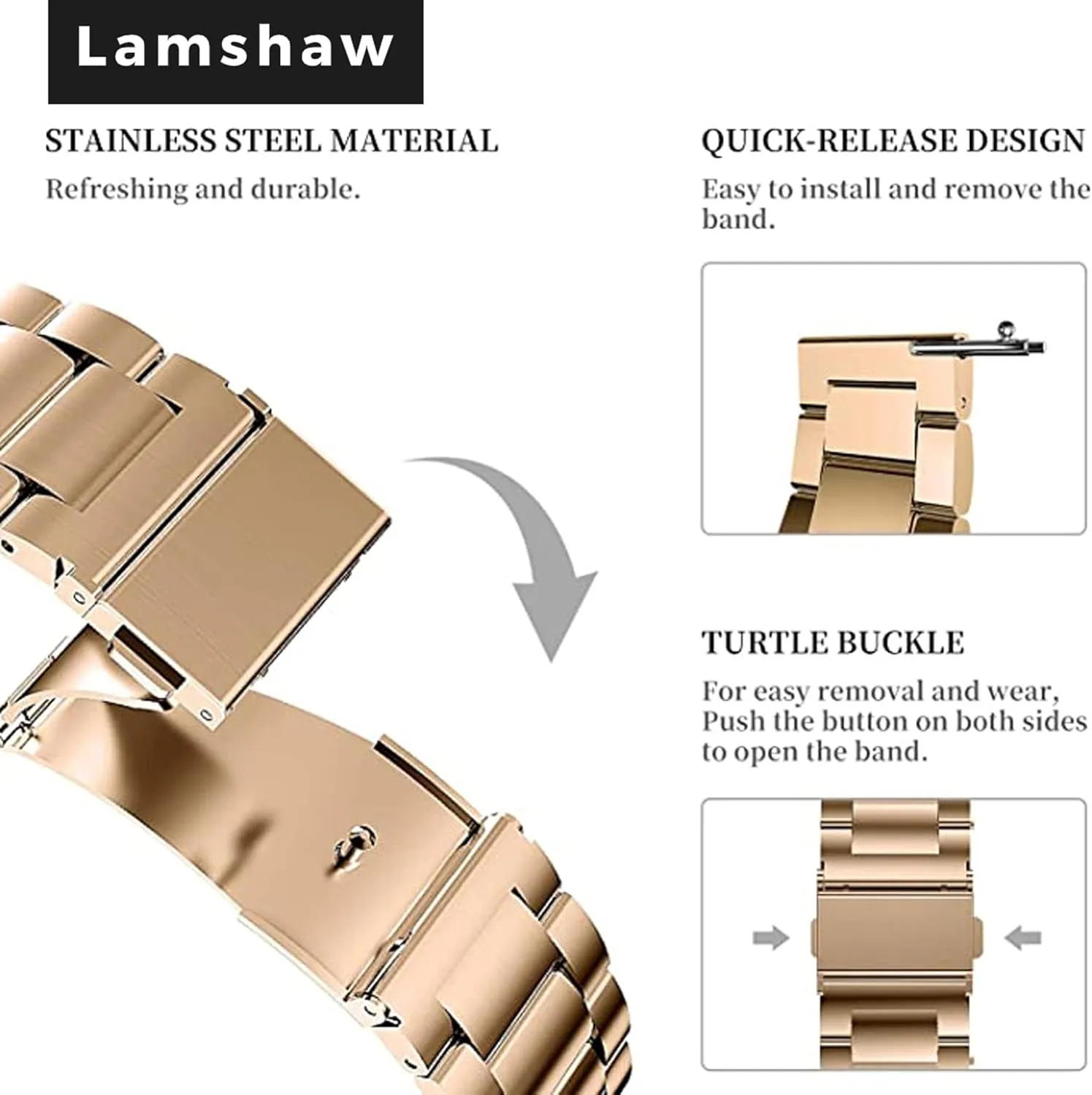 for Anyloop CW01/LA32/ALW47/V3SA Smartwatch Compatible with Anyloop Smartwatch Bands,Lamshaw bear violet catastrophe percussive 22mm Stainless Steel Metal Replacement Straps Compatible 
