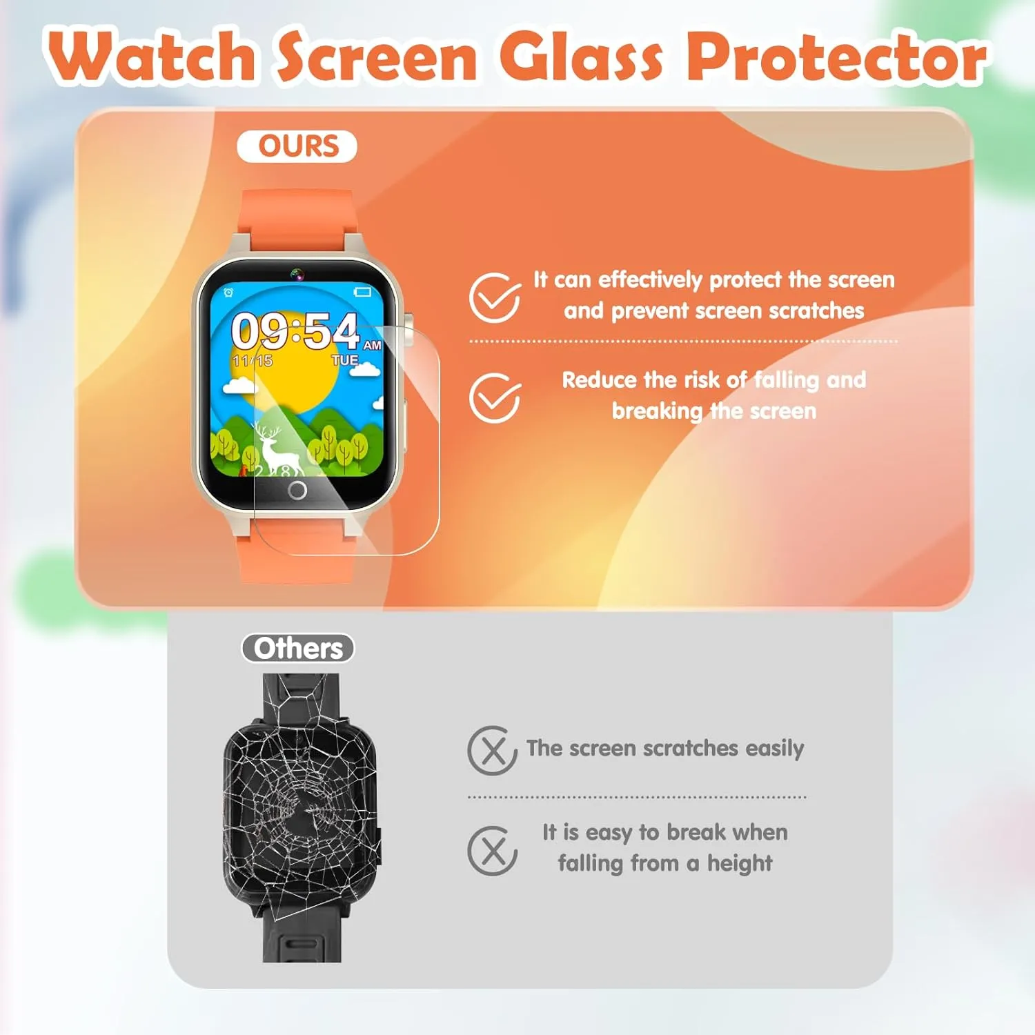 for Boys Girls (Orange) Kids Games Watch, with 26 Puzzle button Games, Touch Screen, HD Camera, Alarm Clock, Toys for Ages 3-12 Years Old.Birthday Gift 