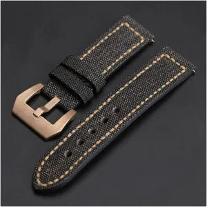 for Bronze Watch Copper snowflake tantalizing adorn Watch Men's Bracelet (Band Color : Brack Bronze Buckle, Band Width : 20mm) Canvas Leather Strap, 20 22 24MM Suitable 