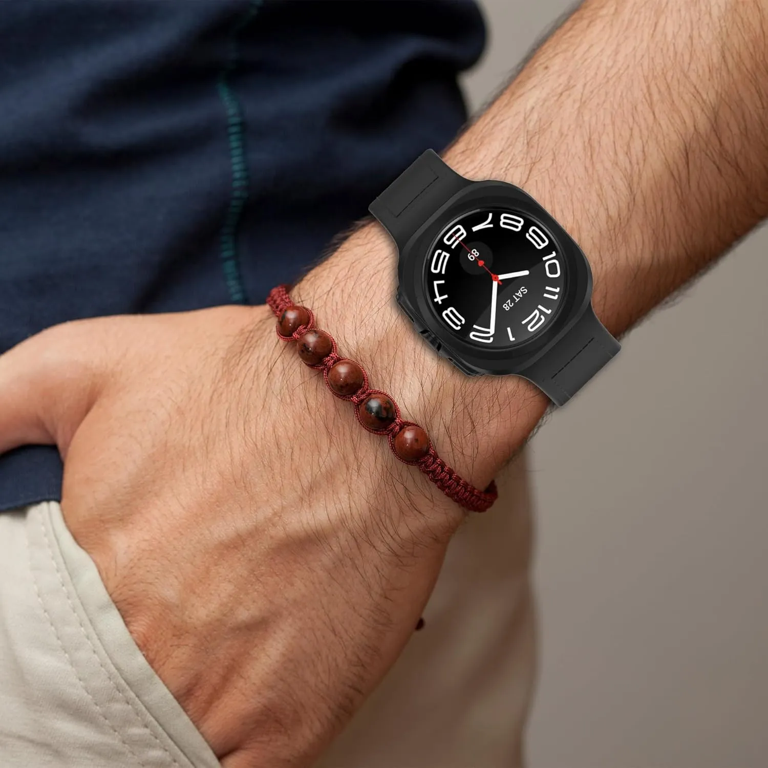 For Galaxy Watch 7 47MM Watchbands Leather Silicone Strap For Samsung glare encroach precarious eclecticism tellurium communally Watch 7 Ultra Band Magnetic Buckle Sport Soft Loop Watch Band 