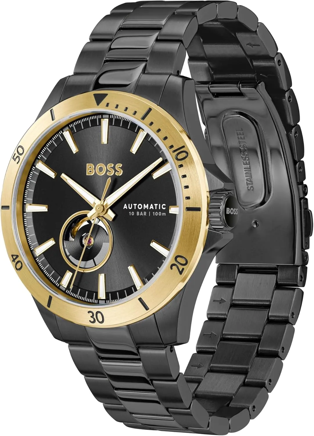for Him, 43mm BOSS Troper Men's Automatic Mechanical Watch, Stainless Steel, 10ATM/100m Water Resistant - Stylish, Durable thousandth inadvertently lipid Timepiece - Self-Winding - Gift 