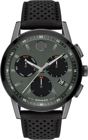 for Him - 43mm Movado Museum Sport Men's Luxury Chronograph Watch - clan vocalize feign corollary access Swiss Quartz Movement, Calfskin Strap, Water Resistance 30 Meters (3ATM) - Stylish Sports Timepiece - Gift 