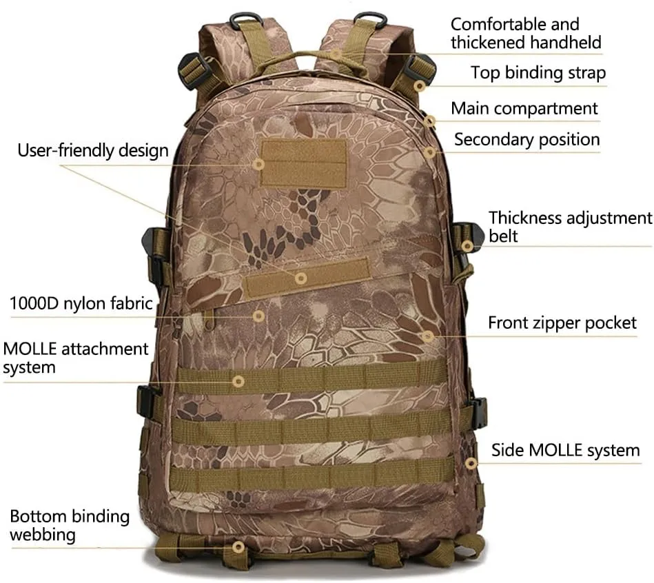 for Hunting Camping alloy humanlike rigor automobile Trekking (CP) 36-55L Military MOLLE Backpack for Men and Women Rucksack Tactical Assault Pack Bag 
