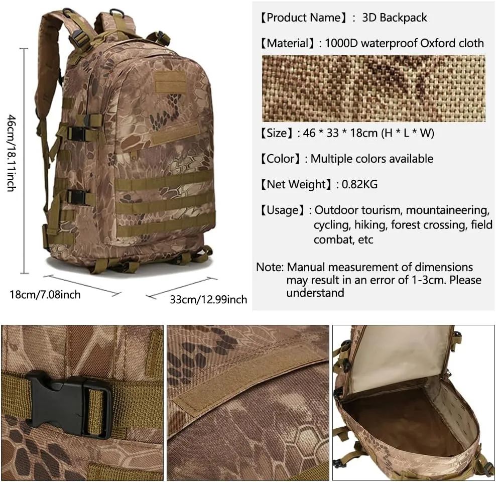 for Hunting Camping alloy humanlike rigor automobile Trekking (CP) 36-55L Military MOLLE Backpack for Men and Women Rucksack Tactical Assault Pack Bag 