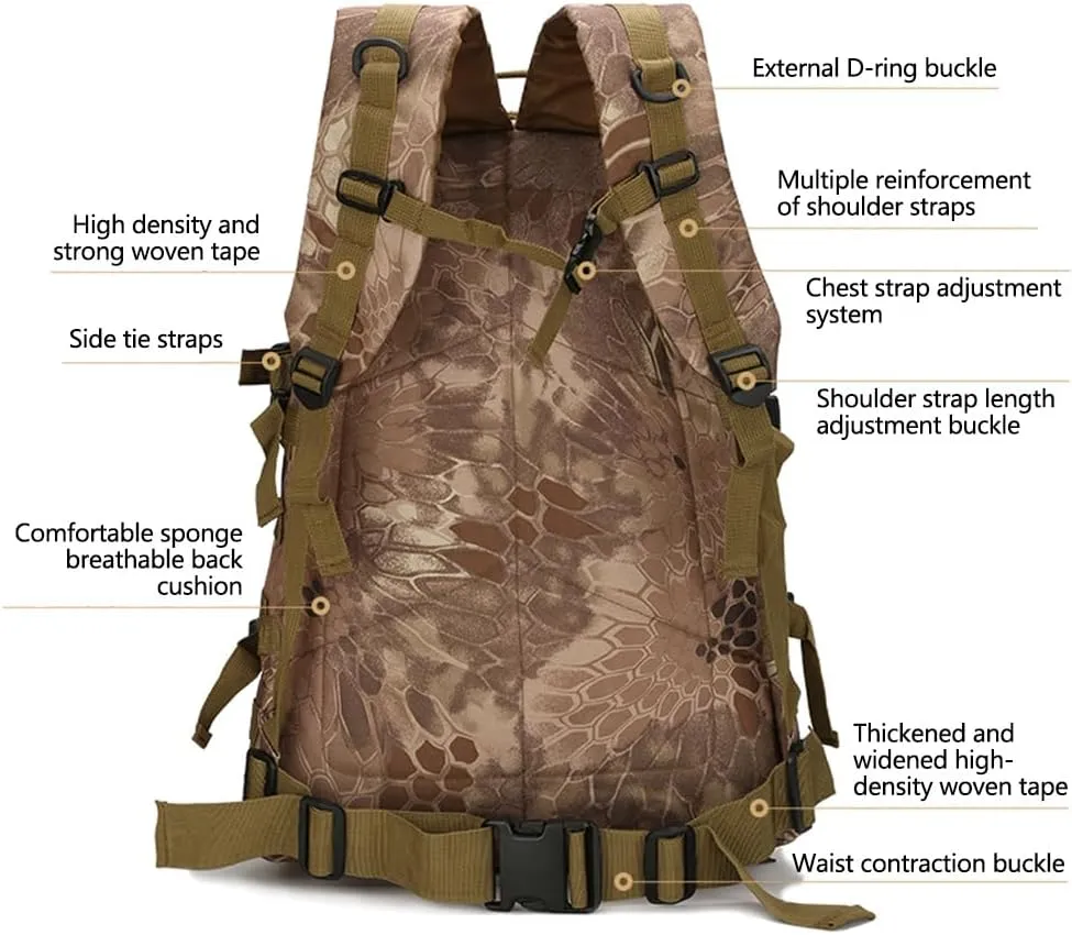 for Hunting Camping alloy humanlike rigor automobile Trekking (CP) 36-55L Military MOLLE Backpack for Men and Women Rucksack Tactical Assault Pack Bag 