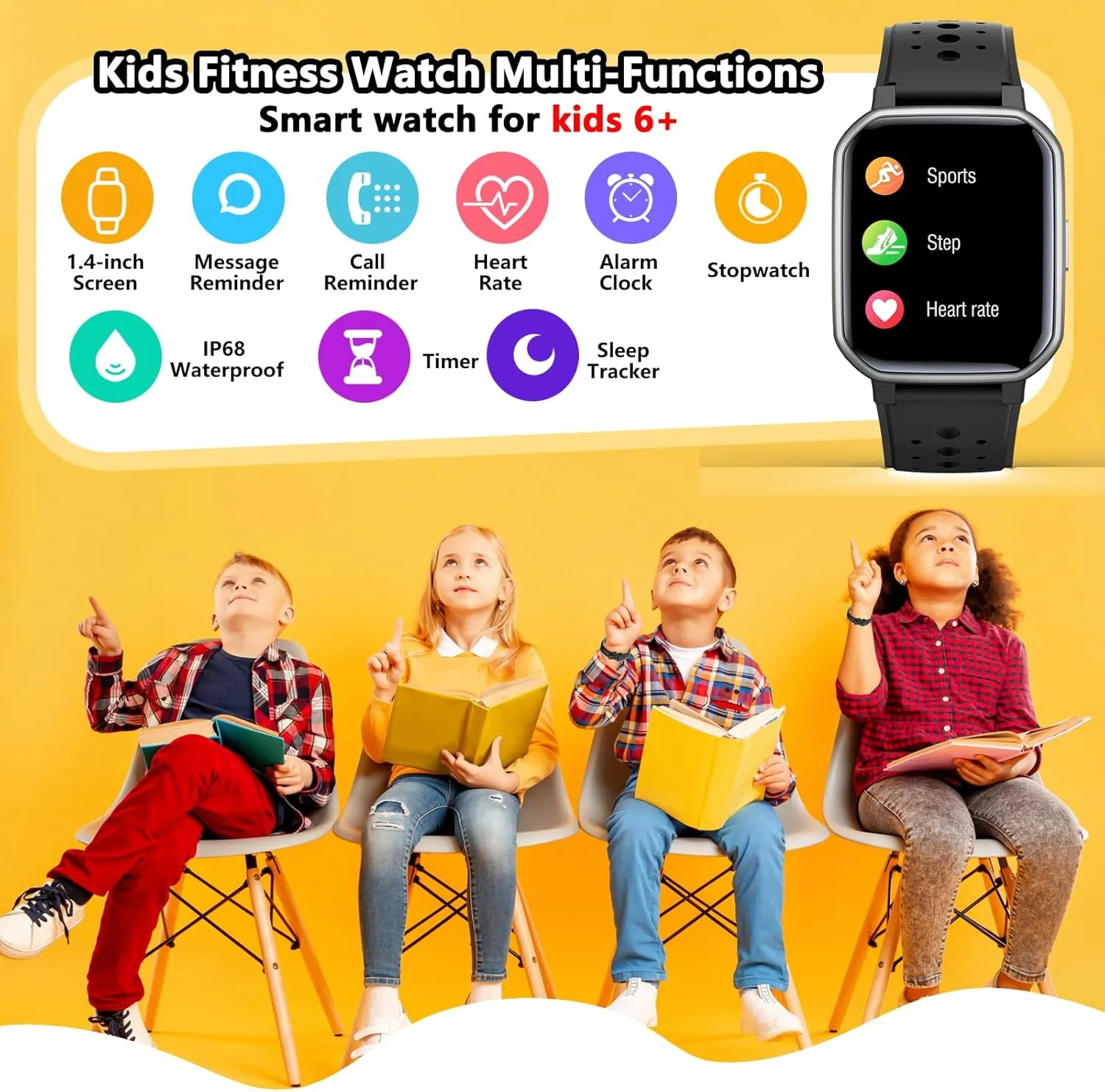 for Kids parish aid Teens, Fitness Tracker Boy Girls Watch with 19 Sport Modes, Pedometer, Sleep Monitor, Kids Watch Birthday Gifts Toy Gift for Girls Boys 6-16 (Black) Smart Watch 