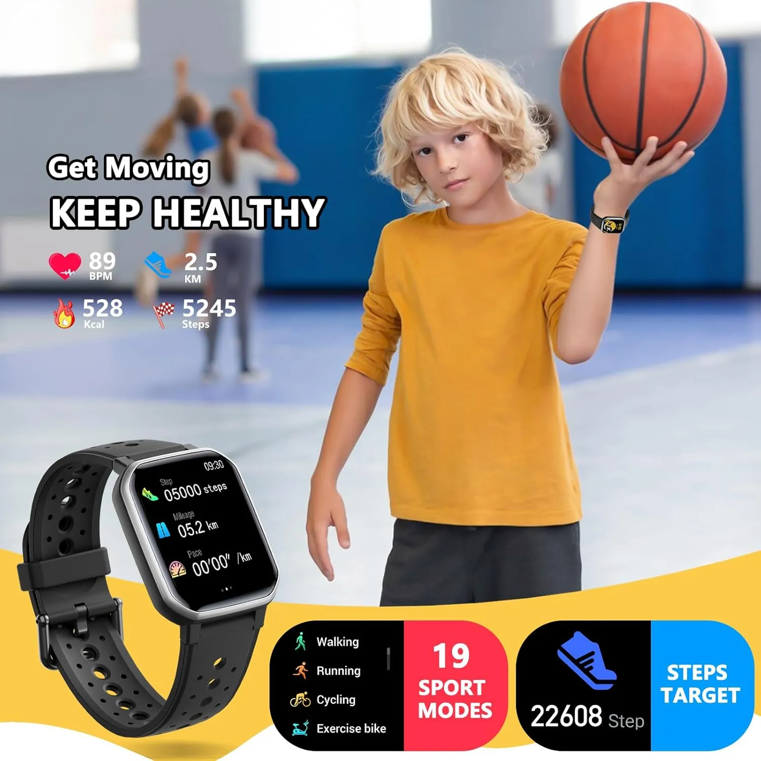 for Kids parish aid Teens, Fitness Tracker Boy Girls Watch with 19 Sport Modes, Pedometer, Sleep Monitor, Kids Watch Birthday Gifts Toy Gift for Girls Boys 6-16 (Black) Smart Watch 