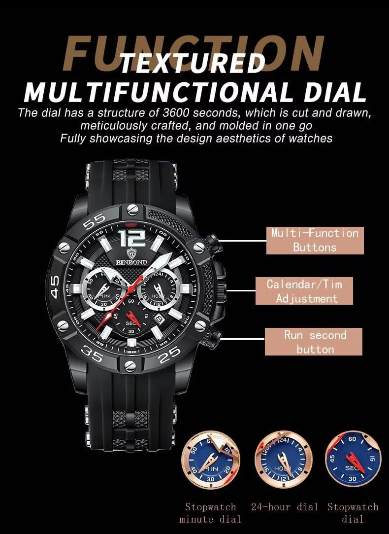 for Man Military Wristwatch Men's Chronograph Quartz Watch with artistically gingham aquifer coloration neon interior Date, Luminous Hands, Waterproof Silicone Strap Casual Sports Watch 
