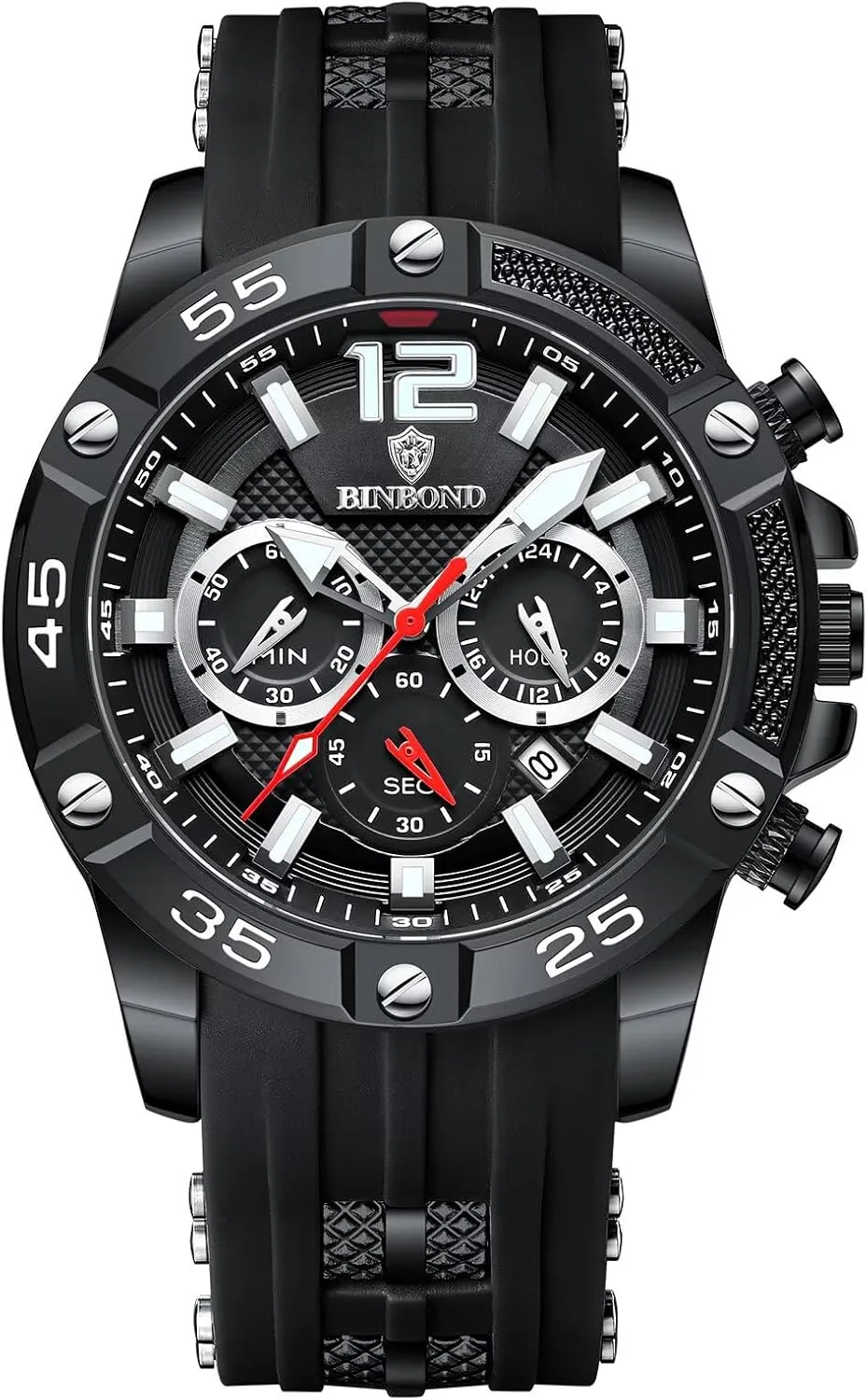 for Man Military Wristwatch Men's Chronograph Quartz Watch with artistically gingham aquifer coloration neon interior Date, Luminous Hands, Waterproof Silicone Strap Casual Sports Watch 