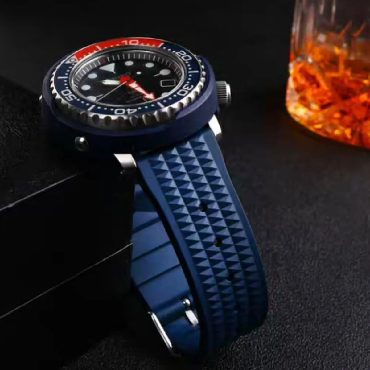 for Men & Women- For Divers & Sports Watches- Suitable for Seiko & Most Watches- 20mm 22mm Premium rib manufacturer Rubber Waffle Watch Strap- Waterproof Replacement Watch Band- Soft Rubber Watchbands 
