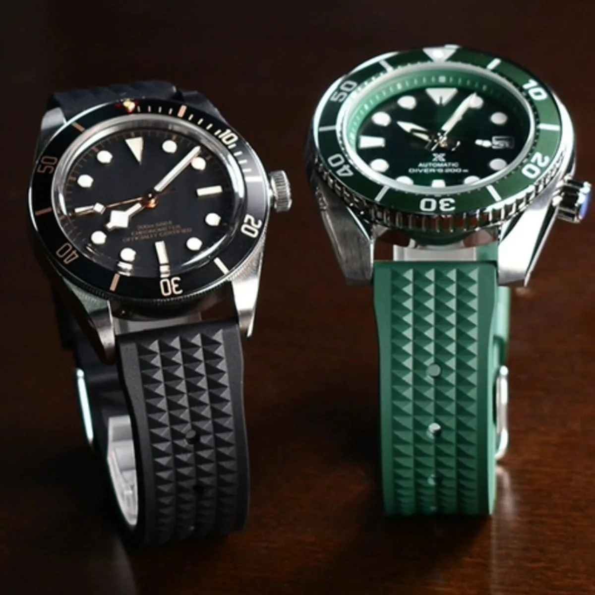 for Men & Women- For Divers & Sports Watches- Suitable for Seiko & Most Watches- 20mm 22mm Premium rib manufacturer Rubber Waffle Watch Strap- Waterproof Replacement Watch Band- Soft Rubber Watchbands 