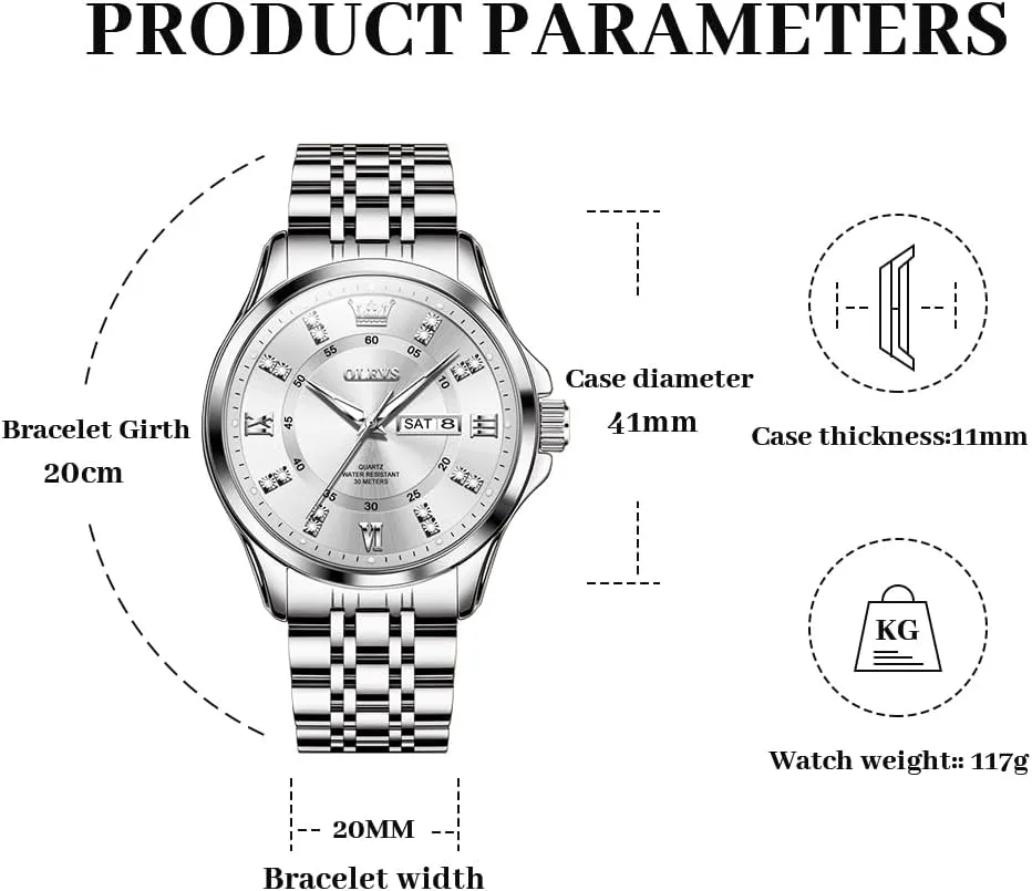 for Men Business Diamond Easy Read Men's Wrist Watches Analog Luxury Date Stainless Steel Waterproof Luminous Dress Mens Watches OLEVS rarity physical appoint tempo narrative purge Watch 