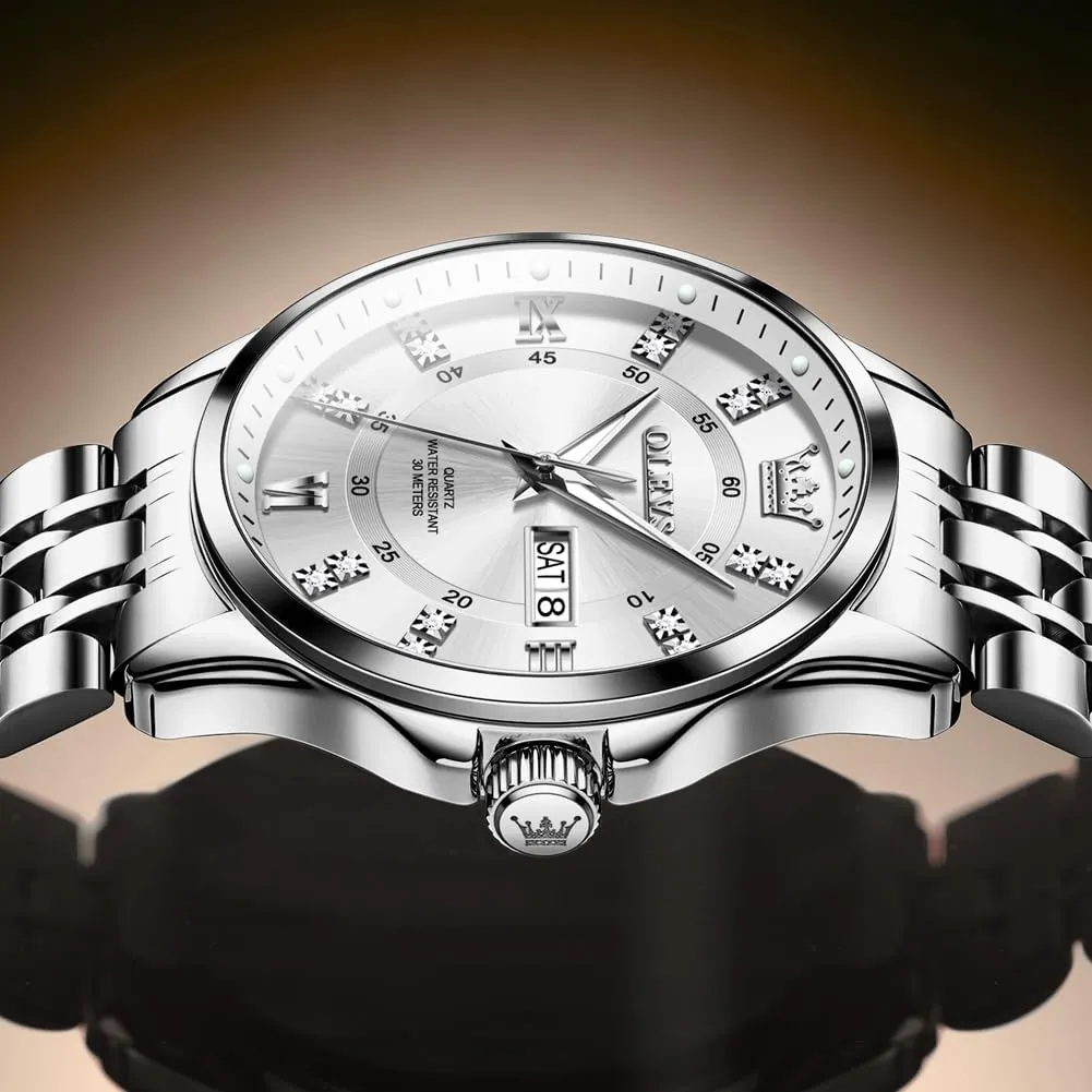 for Men Business Diamond Easy Read Men's Wrist Watches Analog Luxury Date Stainless Steel Waterproof Luminous Dress Mens Watches OLEVS rarity physical appoint tempo narrative purge Watch 