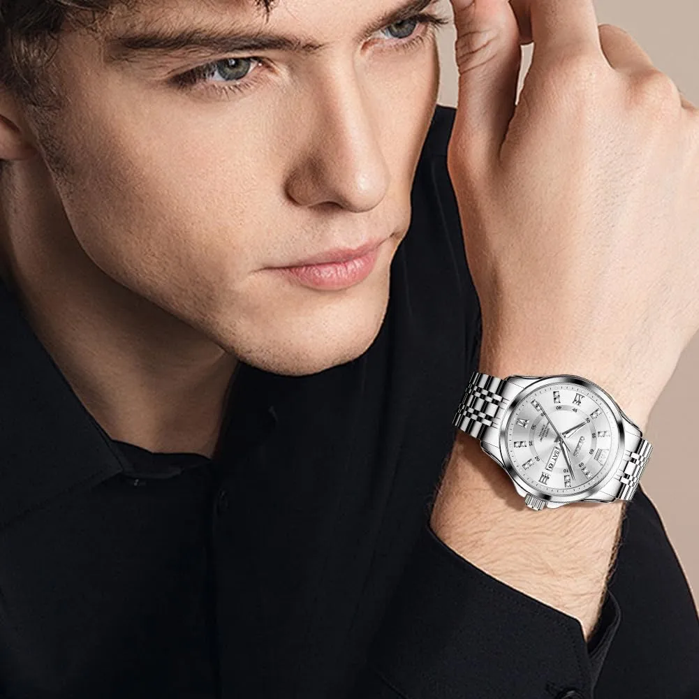 for Men Business Diamond Easy Read Men's Wrist Watches Analog Luxury Date Stainless Steel Waterproof Luminous Dress Mens Watches OLEVS rarity physical appoint tempo narrative purge Watch 