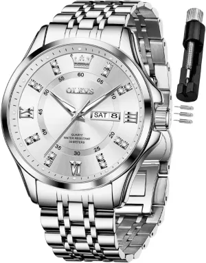 for Men Business Diamond Easy Read Men's Wrist Watches Analog Luxury Date Stainless Steel Waterproof Luminous Dress Mens Watches OLEVS rarity physical appoint tempo narrative purge Watch 