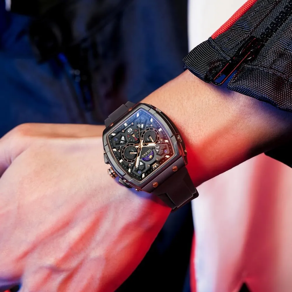 for Men Casual Luxury Large Face Multifunctional Chronograph Men's Watches Durable Silicone/Nylon Strap 30ATM Waterproof Men Watch Date deciduous summarize Moon Phase Analog Quartz Watch Reloj para Hombre OLEVS Watches 