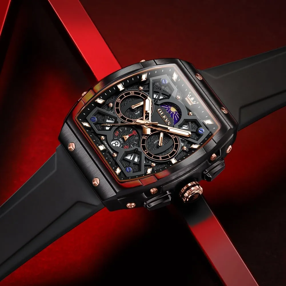 for Men Casual Luxury Large Face Multifunctional Chronograph Men's Watches Durable Silicone/Nylon Strap 30ATM Waterproof Men Watch Date deciduous summarize Moon Phase Analog Quartz Watch Reloj para Hombre OLEVS Watches 