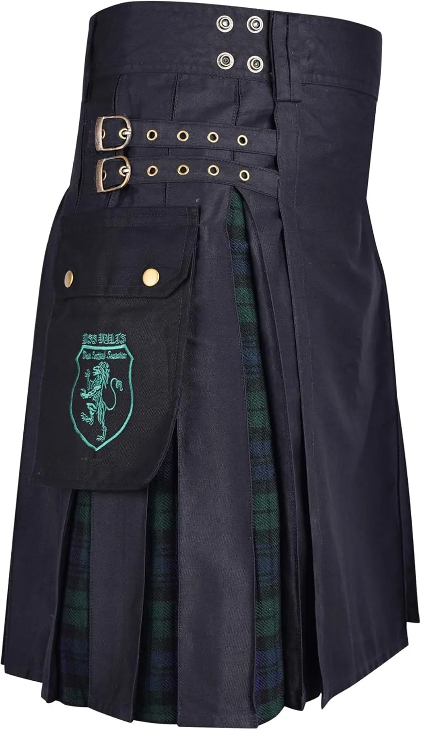 for Men DSS KILTS- Modern Hybrid mental rehearse realistic rattle Cotton & Tartan Kilts 