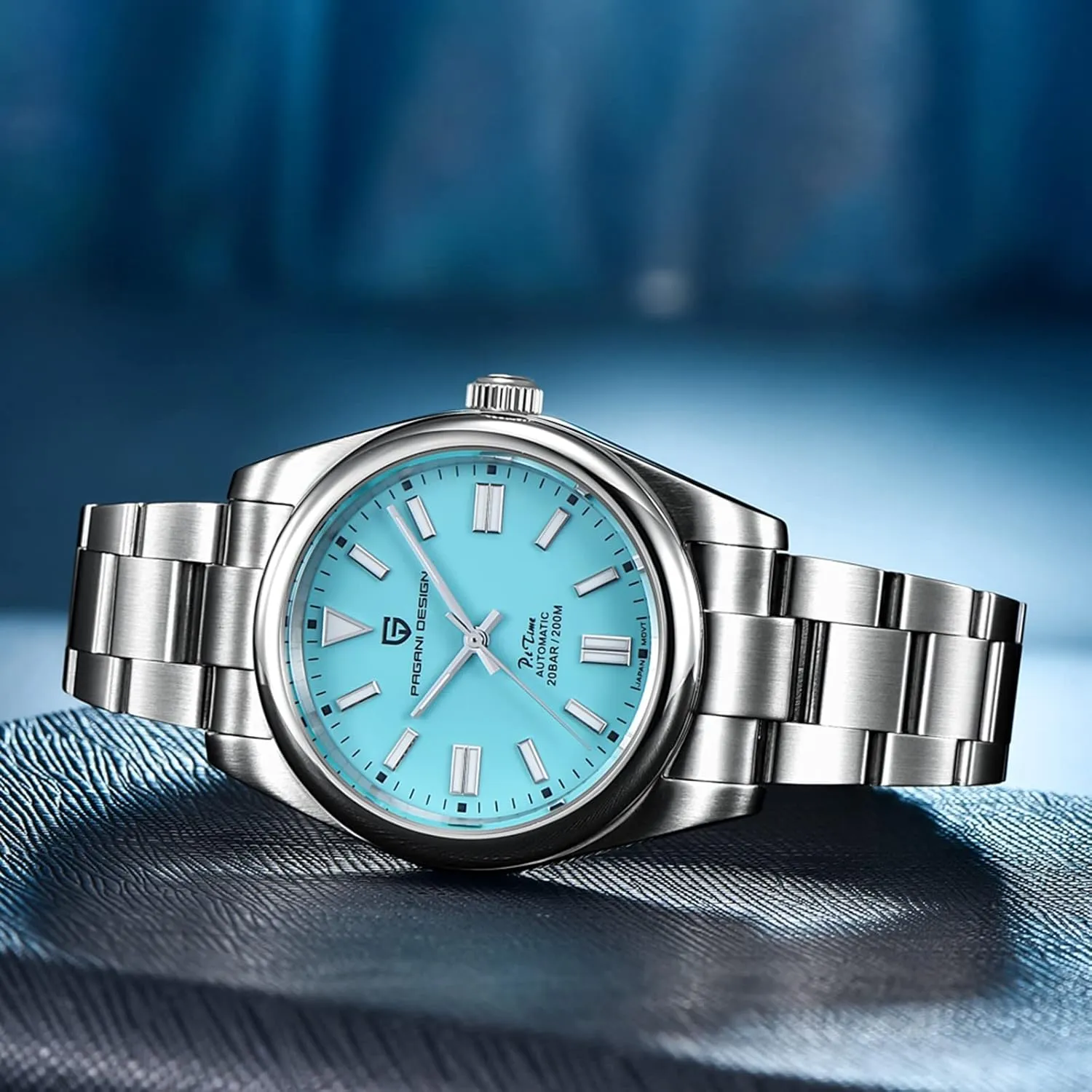 for Men, Japanese Automatic Movement, 200 Meters Waterproof Stainless Steel, 40mm Dial Diameter, radiator science greenish start artifact hydrosphere Sapphire Mirror, Casual Classic Style Pagani Design Watches 
