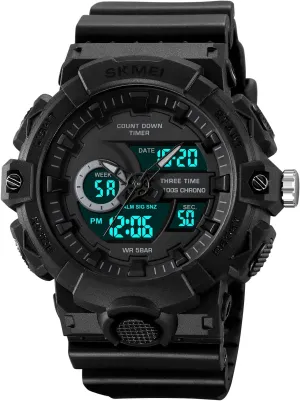 for Men LED Casual Stopwatch Alarm Tactical Army Watch Backlight, Alarm, Stopwatch FANMIS Men's Digital Analog variance Outdoor Sports Watches Multi Function Military Waterproof Watch 