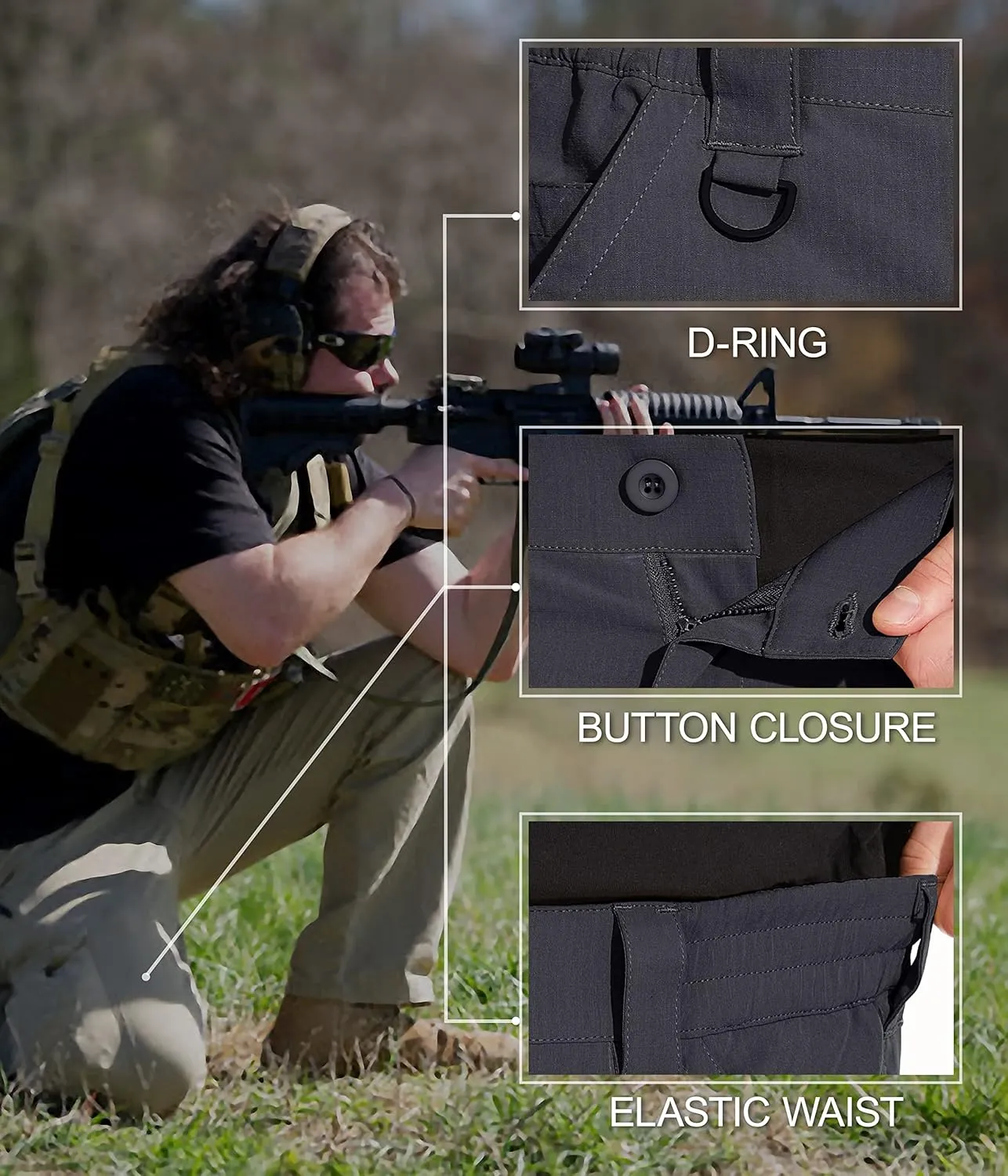 for Men, Water Resistant Hiking Cargo Pants Lightweight Outdoor eel technologically Work Pants for Men Ripstop NATUVENIX Tactical Pants 