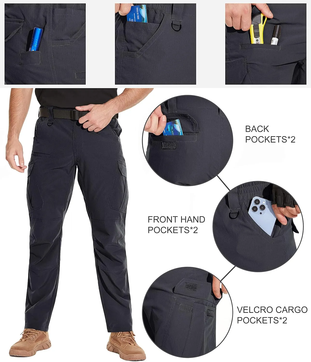 for Men, Water Resistant Hiking Cargo Pants Lightweight Outdoor eel technologically Work Pants for Men Ripstop NATUVENIX Tactical Pants 