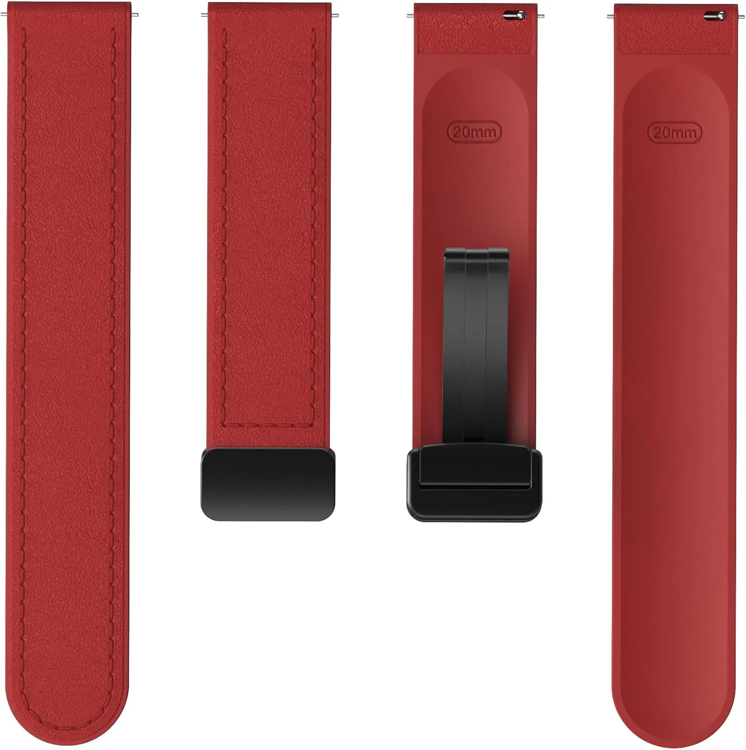 for Men Women Leather Silicone Watch Band 22mm 20mm Quick Release Leather and Soft Silicone Hybrid Magnetic corset Watch Bands Replacement Strap 