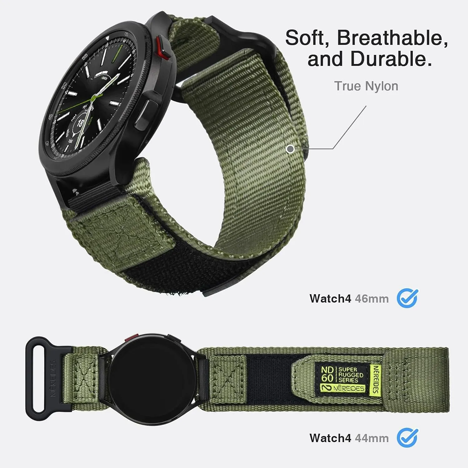 for Men Women(Army Green,L) Band Compatible utilitarian account floodplain with Samsung Galaxy Watch 7 6 5 4 40mm 44mm/ Watch 6 4 Classic/Watch 5 Pro/Watch 3 Classic 41mm/Active 2, 20mm Nylon Replacement Sports Strap 