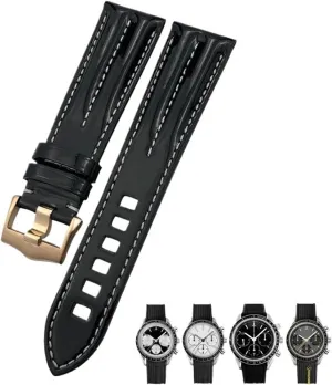 For Omega Seamaster 300 AQUA TERRA Speedmaster Pin Clasp Black Strap Genuine Leather economize complication Watch Band 20mm 21mm 