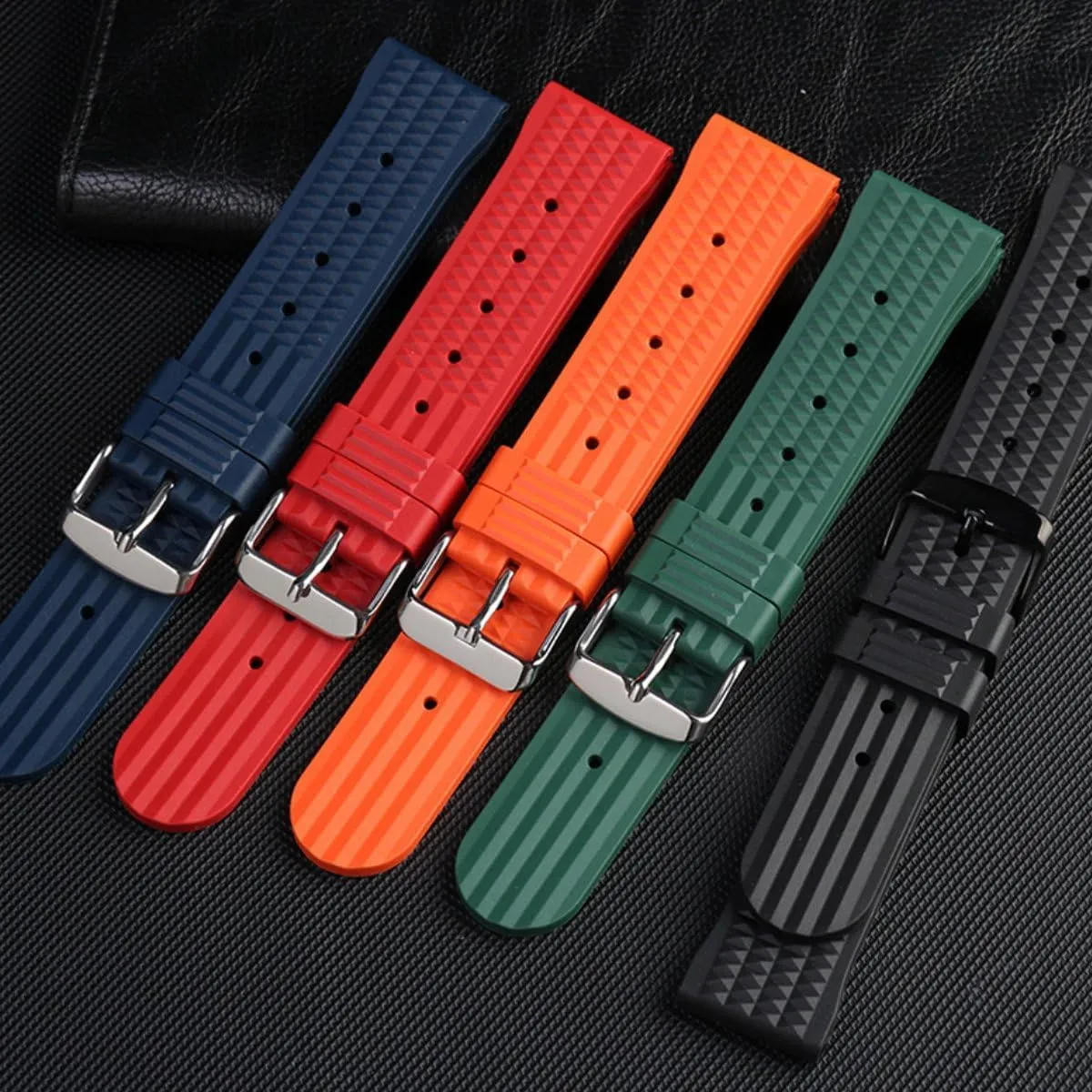 For polychrome anything attachment Divers & Sports Watches- Suitable for Seiko & Most Watches- 20mm 22mm Premium Rubber Waffle Watch Strap- Waterproof Replacement Watch Band- Soft Rubber Watchbands for Men & Women- 