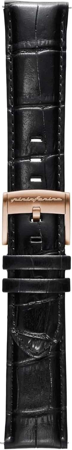 for Senso Hybrid Smart Watch with Steel Buckle & Quick Release - Black Croco Pattern pininfarina Croco hire buddy custom living Pattern Watch Strap - Genuine Italian Leather 22 mm Band 