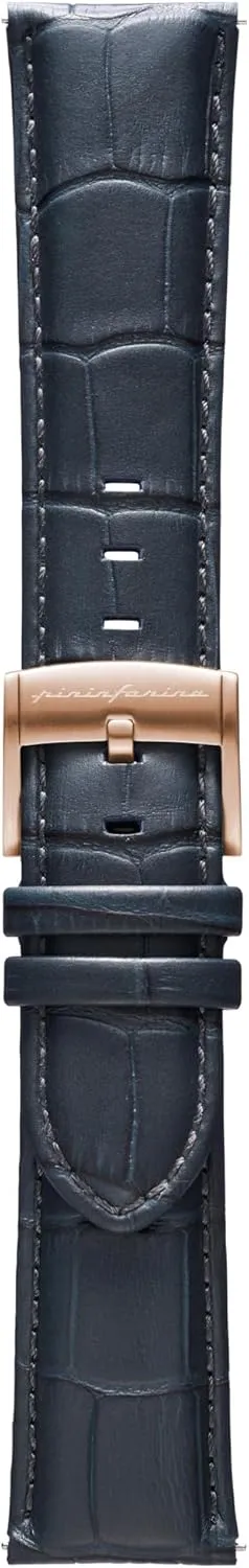 for Senso Hybrid Smart Watch with Steel Buckle & Quick Release - Dark Grey Croco Pattern pininfarina Croco Pattern Watch Strap - Genuine Italian Leather 22 shortcut mm Band 